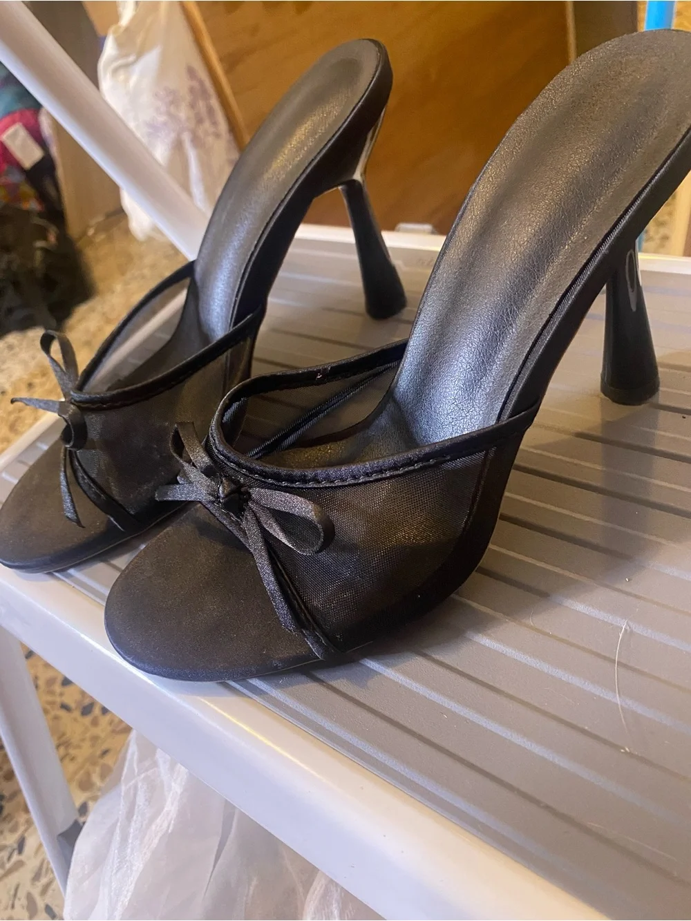 Black High Heel Mule Sandals - Sleek Women's Slide Heels